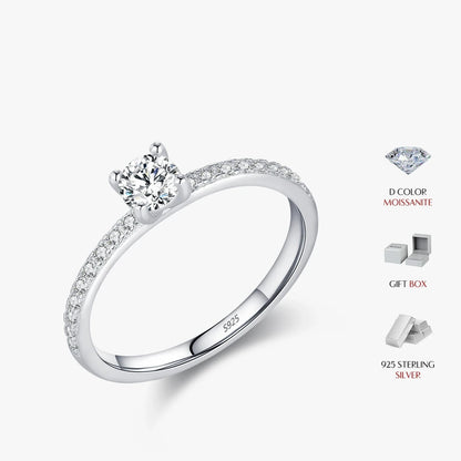 D Color 925 Sterling Silver Moissanite Ring