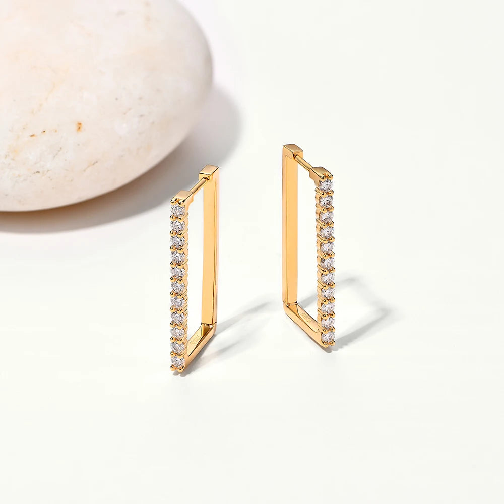 Close view of diamond earrings diamond set in a classic earrings set