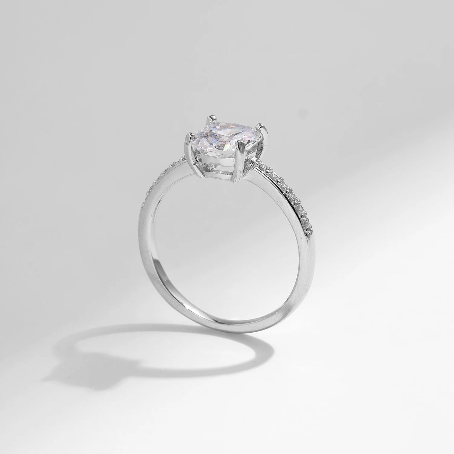 Sterling silver ring square style with cubic zirconia
