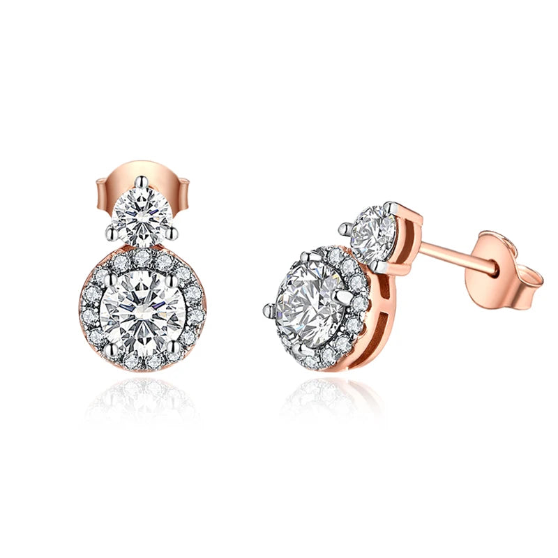 Earrings gold/sterling look with VVS1 moissanite clarity