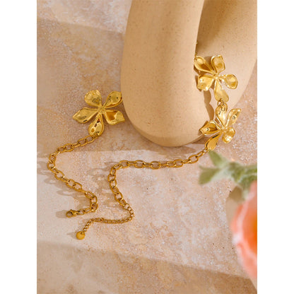 Trendy 18K Gold Flower Chain Collar Necklace