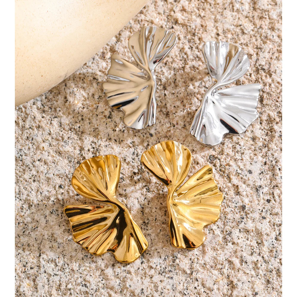 Elegant flower earrings gold finish styled for women