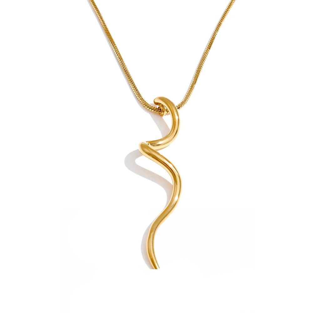 Irregular pendant necklace with polished gold plated shine