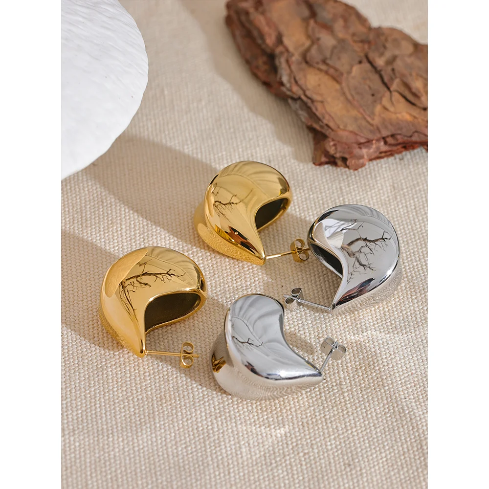 Chunky Hollow Earrings – 18K Gold Plated, Stainless Steel, Waterproof