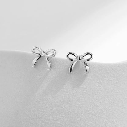 Sterling Silver Bowknot Stud Earrings