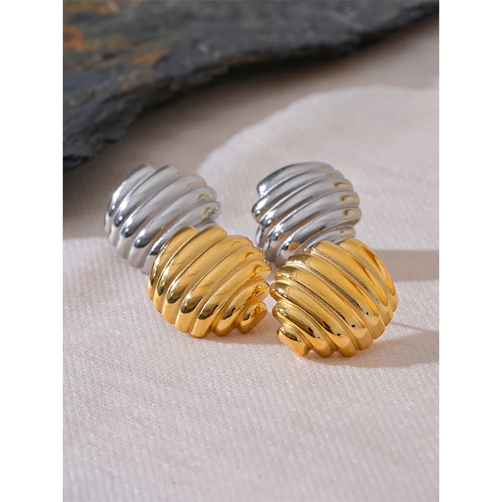 316L Stainless Steel Geometric Stripe Stud Earrings