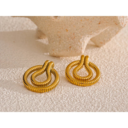 18K Gold Plated Geometric Snake Earrings