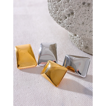 18K Gold Plated Square Stud Earrings