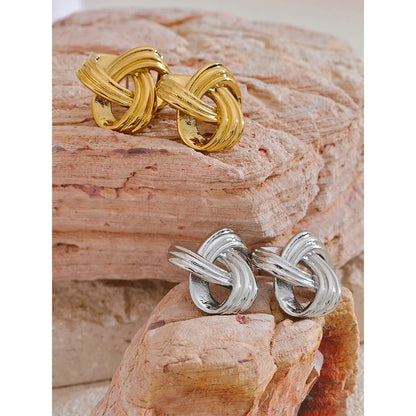 Twisted Knot Stripe Stud Earrings