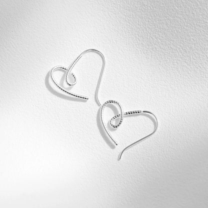 Vintage 925 Silver Heart Hoop Earrings