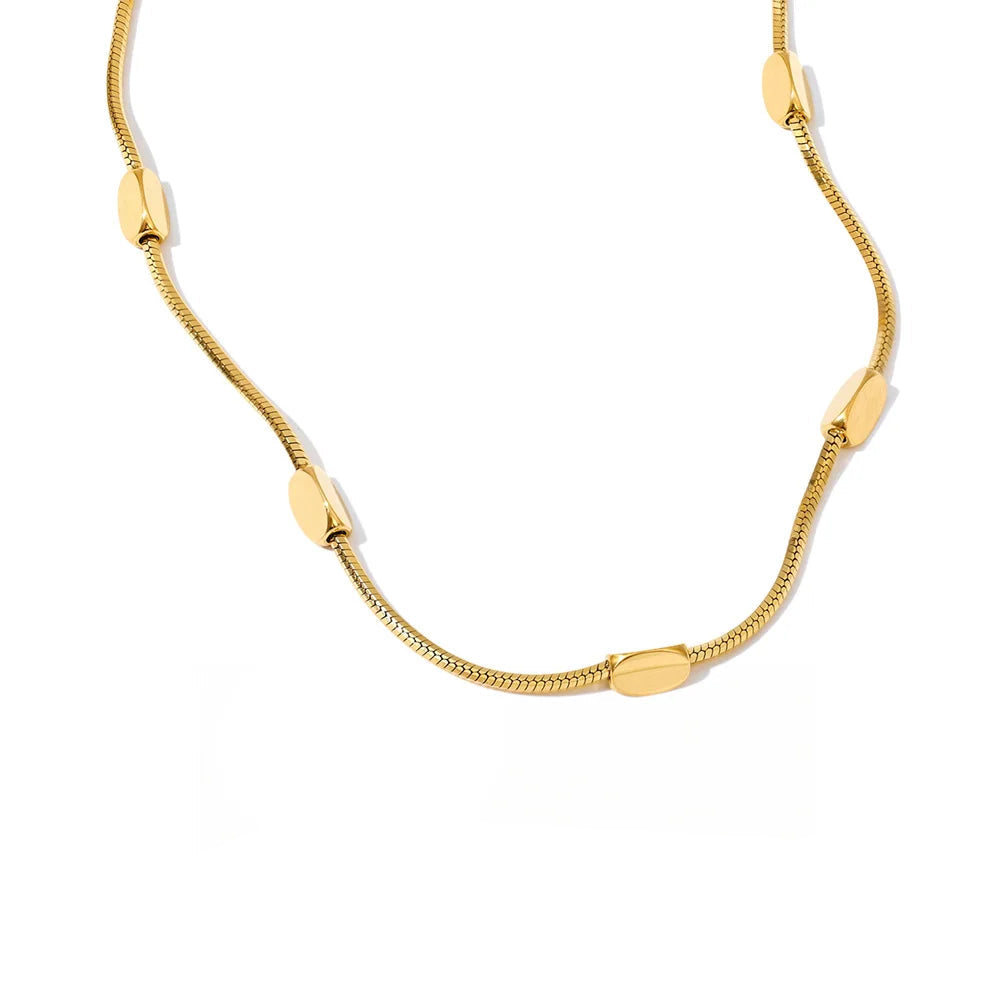 Yhpup Trending Stainless Steel Snake Chain Necklace Gold & Platinum Plated Personalized Simple Collar Jewelry Accessories