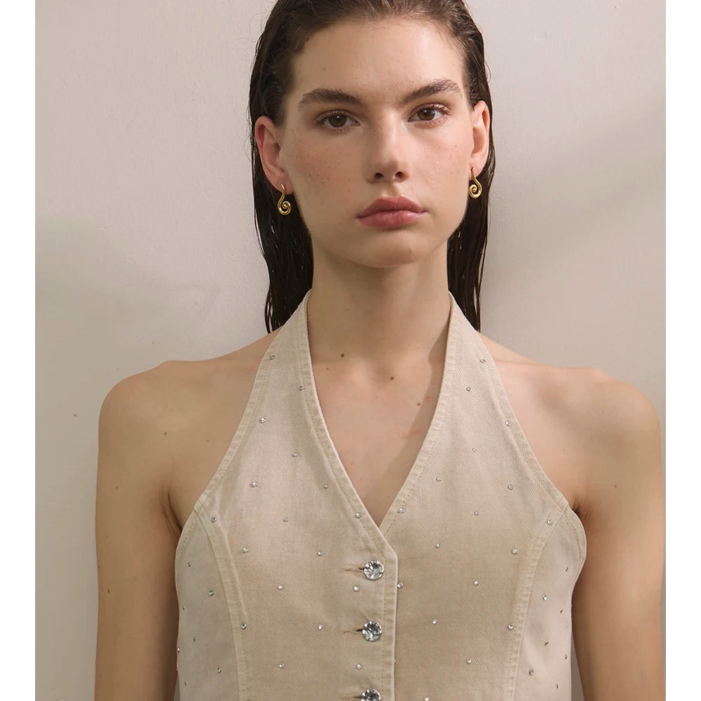 Minimalist ear rings gold design crafted in stainless steel