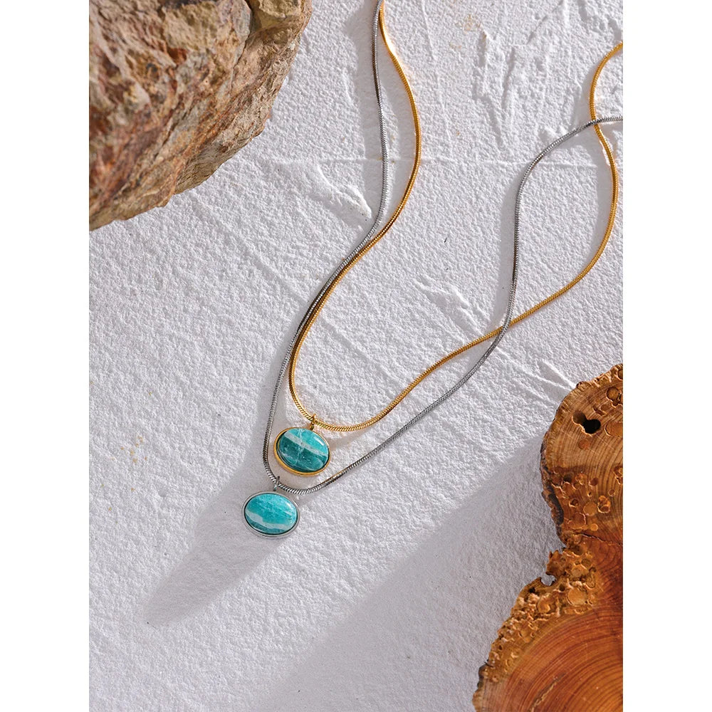 Amazonite Natural Stone Pendant Necklace