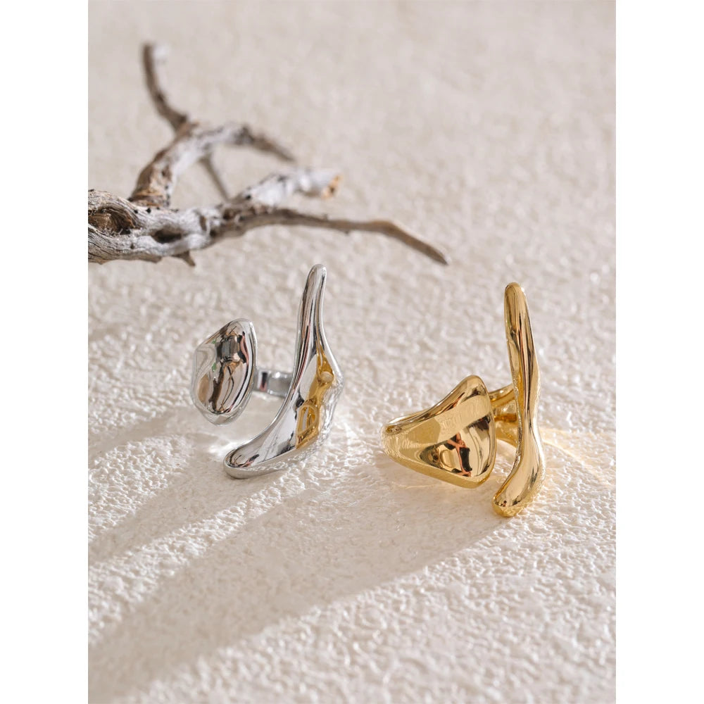 creative gold ring geometric shape stainless steel for daily wear