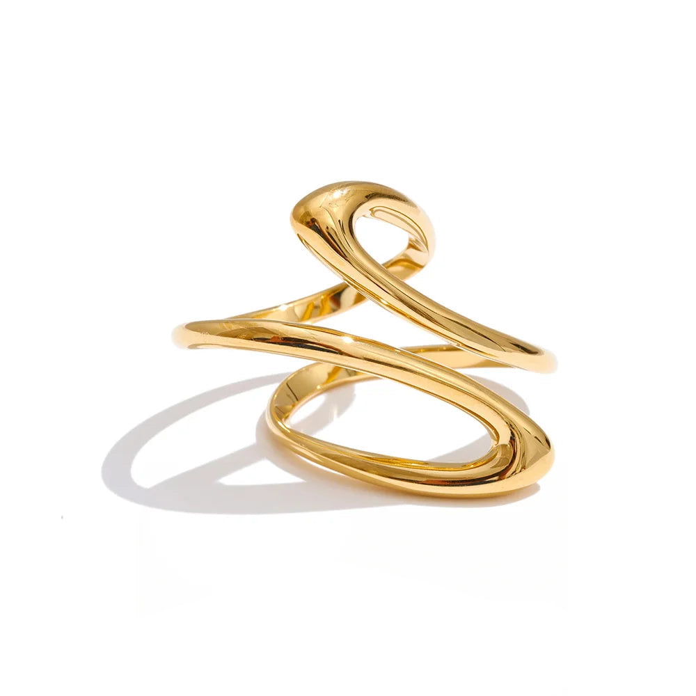 Gold plated minimalist geometric finger ring in stainless steel
