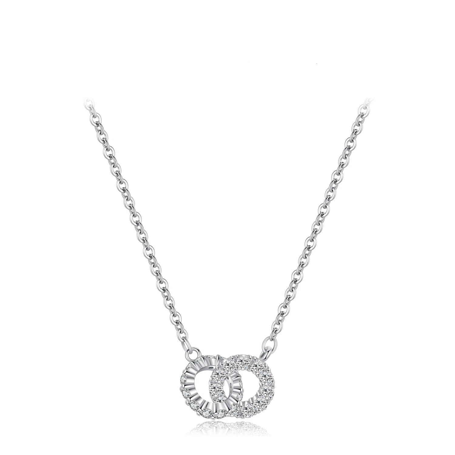 CZ circle lock charm necklace in sterling silver fashion piece