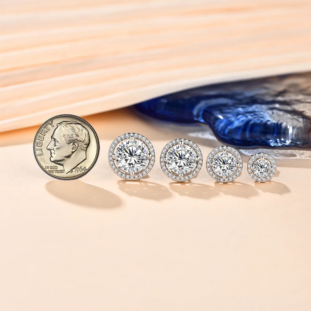 Stud earrings in silver earrings style with bright moissanite