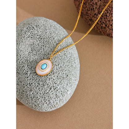 Natural Shell Stone Pendant Necklace