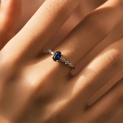 Vintage Blue Oval Zirconia Cocktail Ring