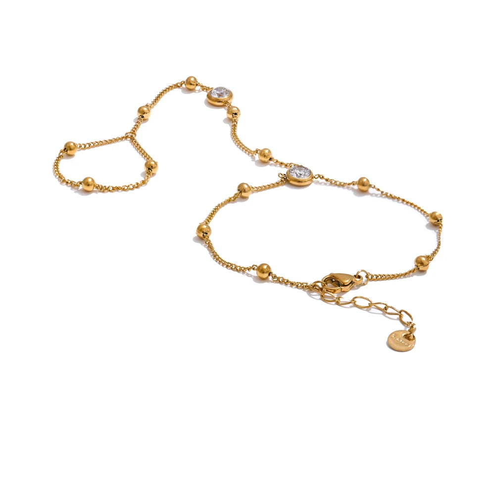 Gold plated hand chain with fine gold chain for women jewelry styling