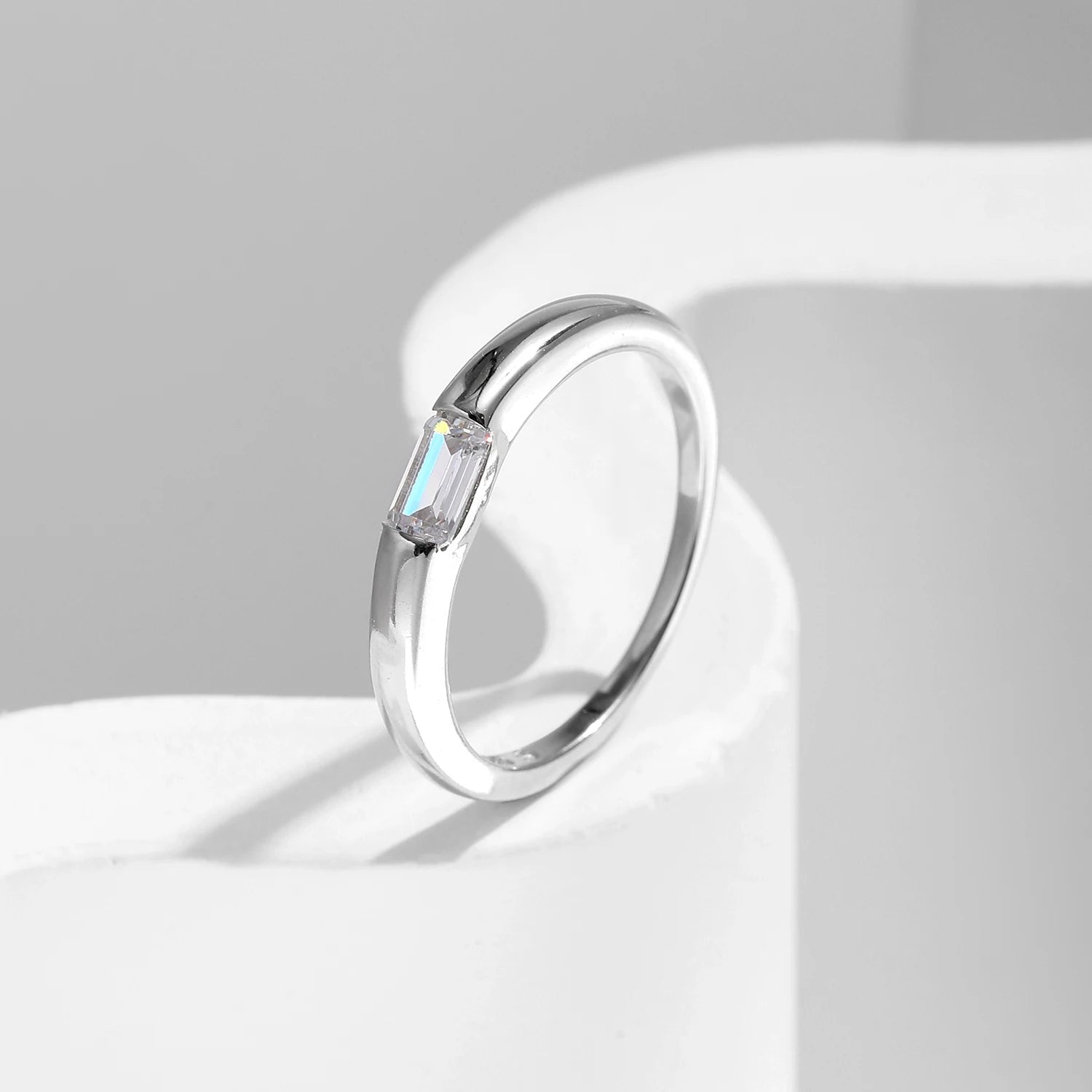 Minimal silver ring with ring size from ring chart for easy selection