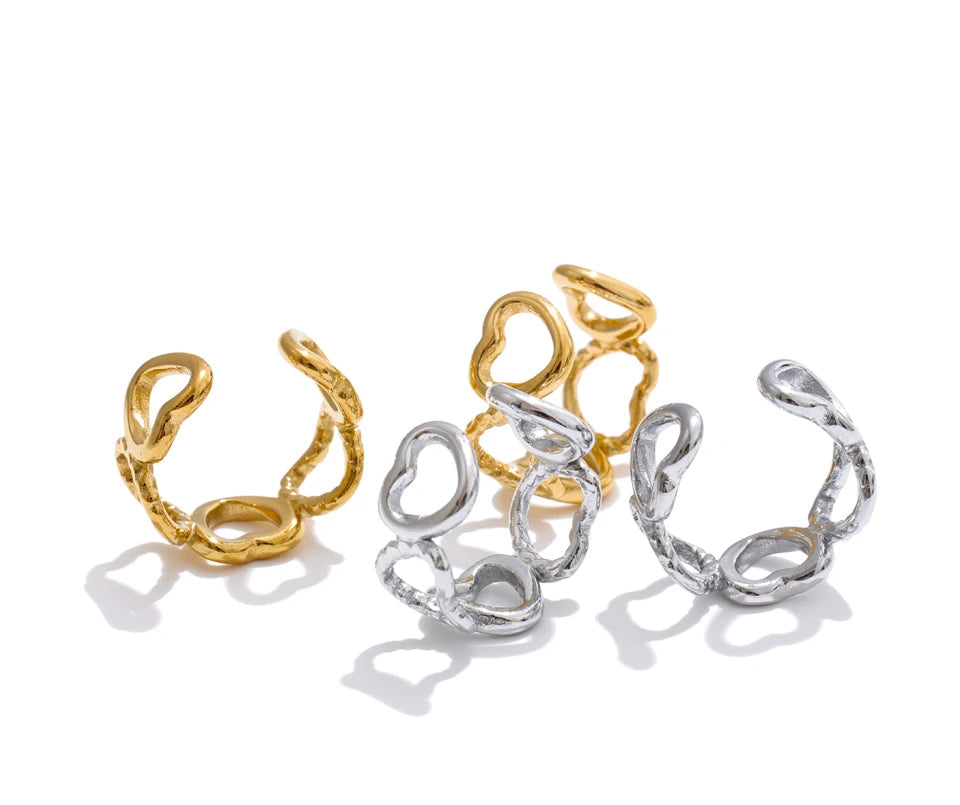 Lightweight heart ear jewelry with stainless steel shine