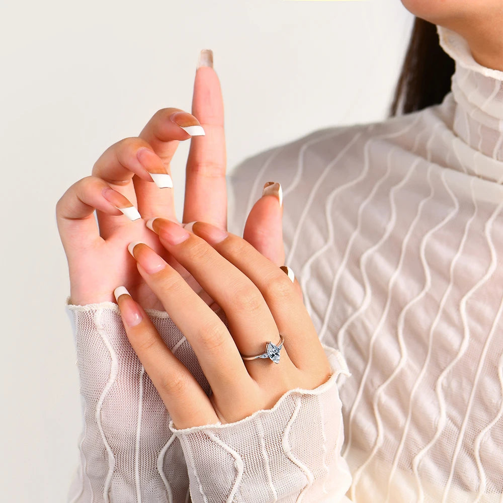 Ring with size interior on a moissanite ring for daily ease