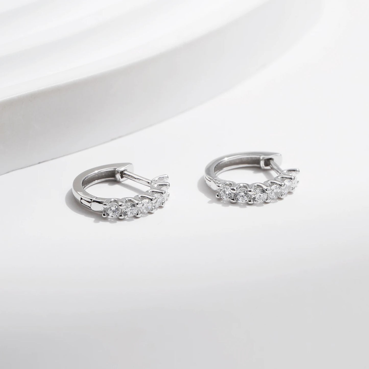 Silver D Color Moissanite Hoop Earrings