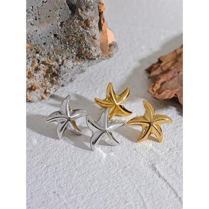 Waterproof Starfish Stud Earrings – Stainless Steel, Beach Style