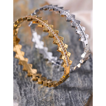 Unique Geometric Cubic Zirconia 18K Gold Bracelet