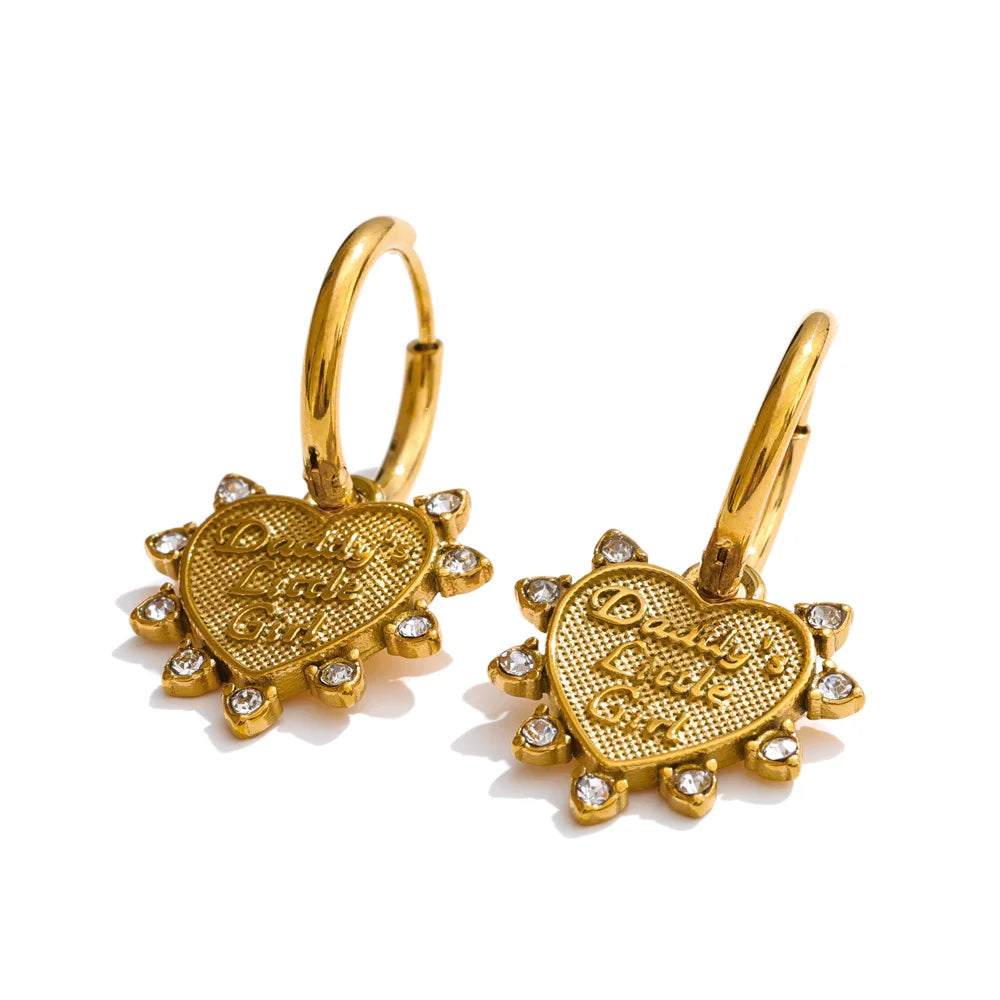 Gold and earrings matching heart pendant necklace design