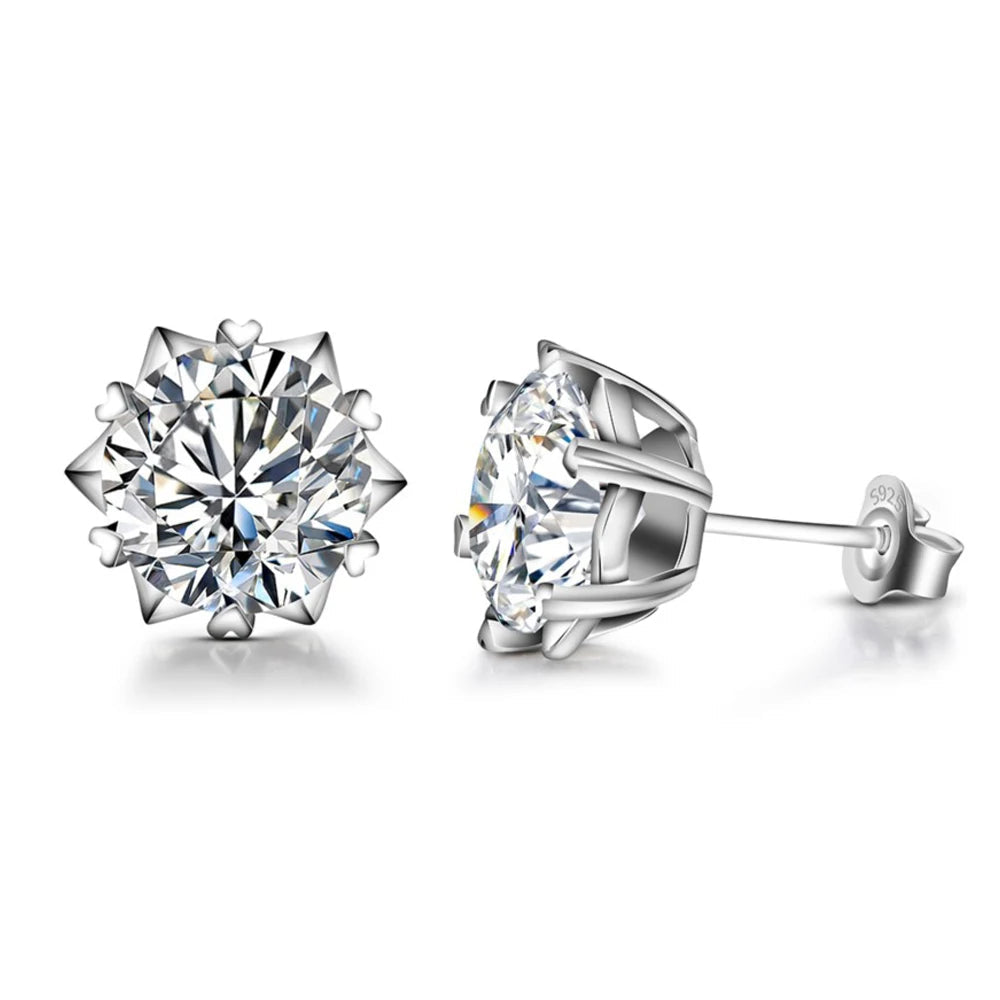 Moissanite jewelry earrings in 925 sterling silver with elegant shine