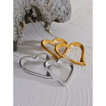 Large Heart Hollow Stud Earrings