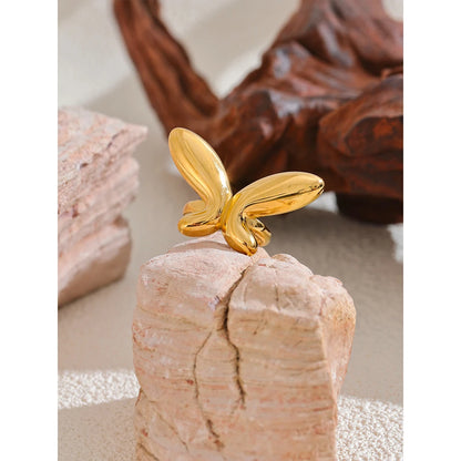 Gold Color 316L Stainless Steel Butterfly Open Ring