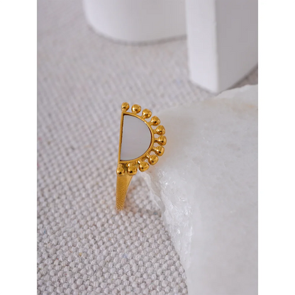 Gold Stainless Steel Natural Shell Fan Ring