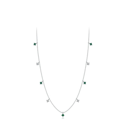 Sterling Silver Green CZ Round Pendant Necklace