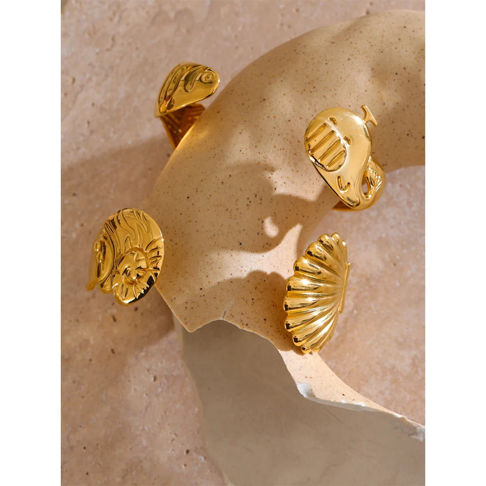 Side view of bracelet cuff showing smooth stainless steel jewelry edges