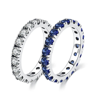 Radiant Blue Zirconia Sterling Silver Stackable Ring