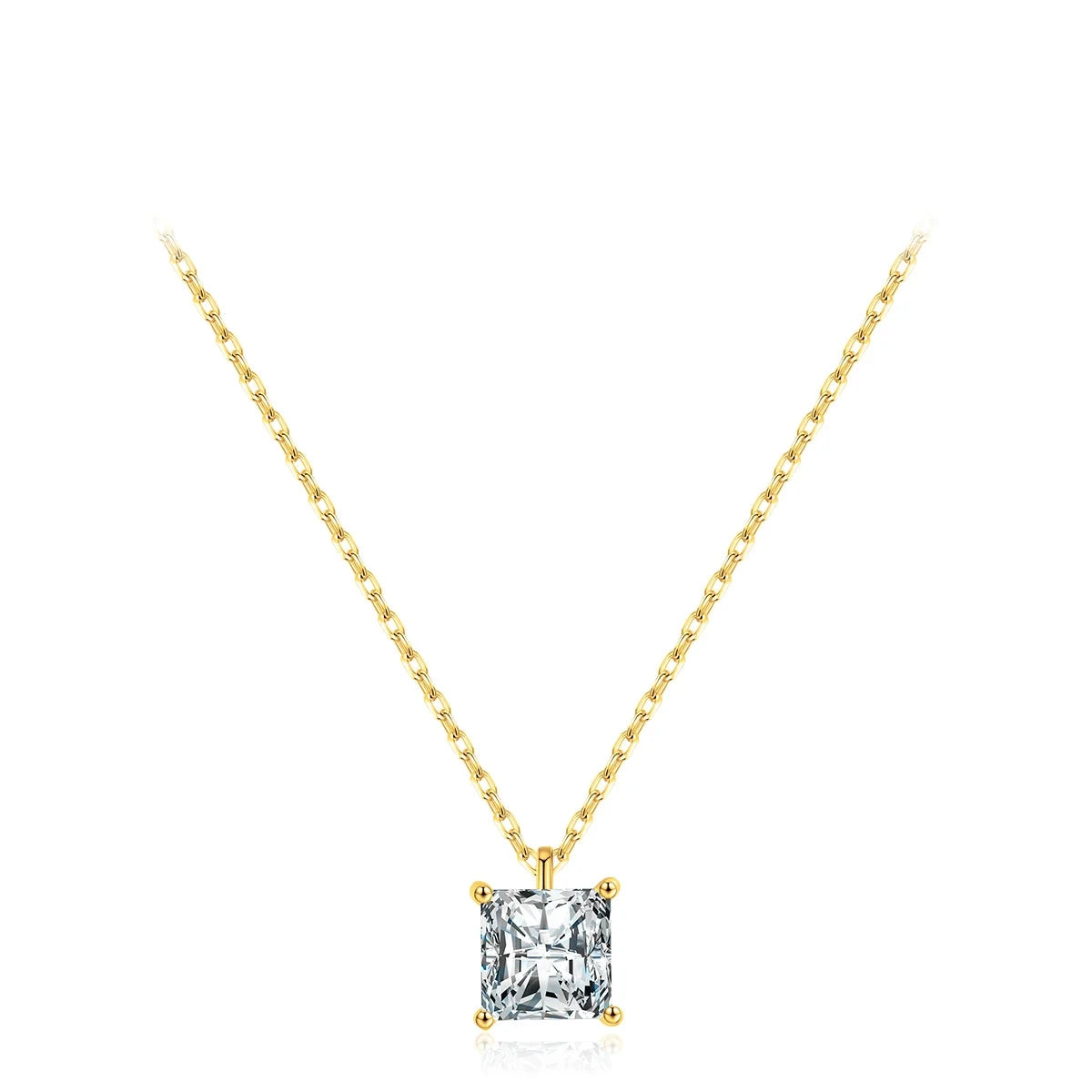 Sterling Silver Square CZ Pendant Necklace