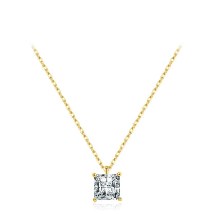 Sterling Silver Square CZ Pendant Necklace