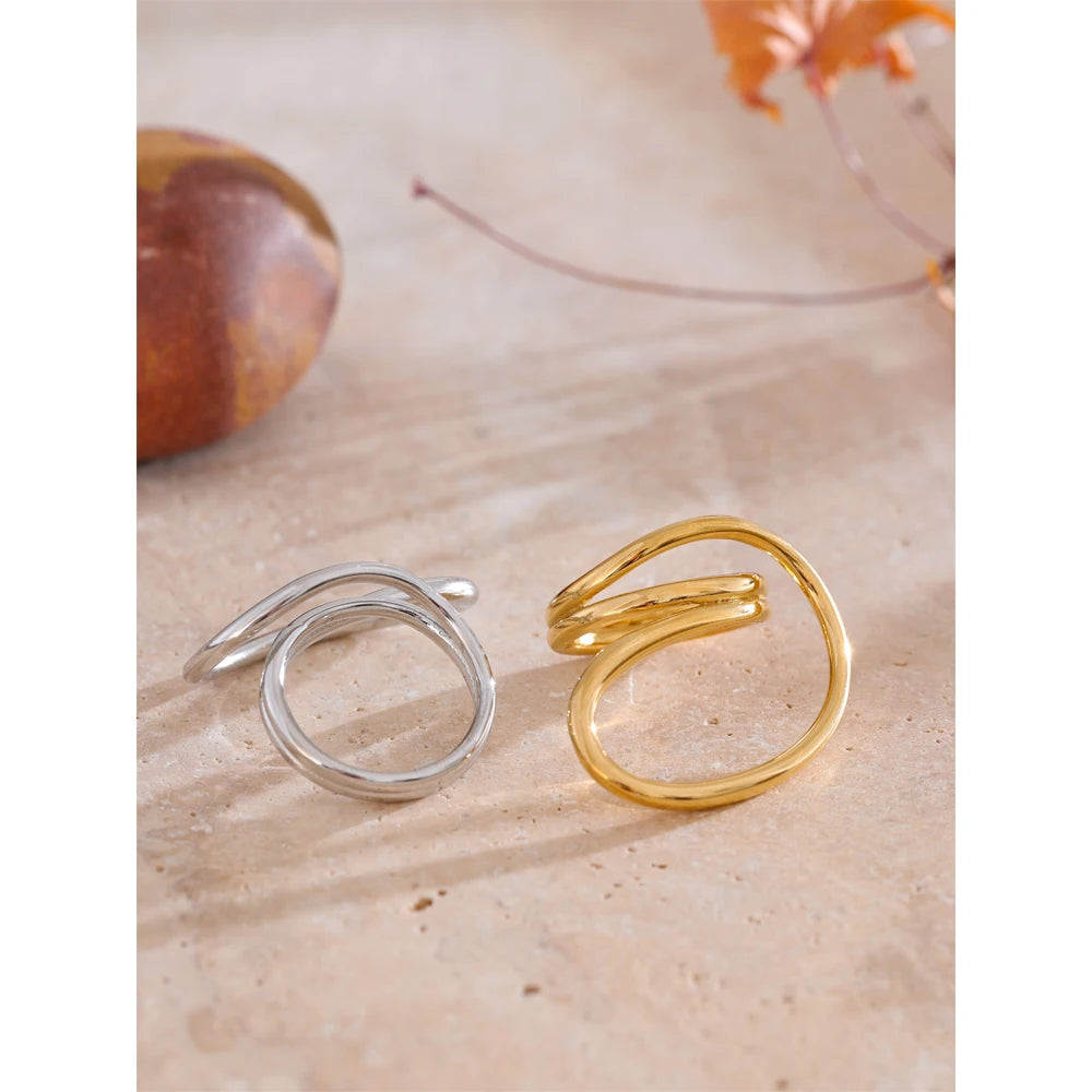 Side angle of gold plated stainless steel metal ring for daily wear