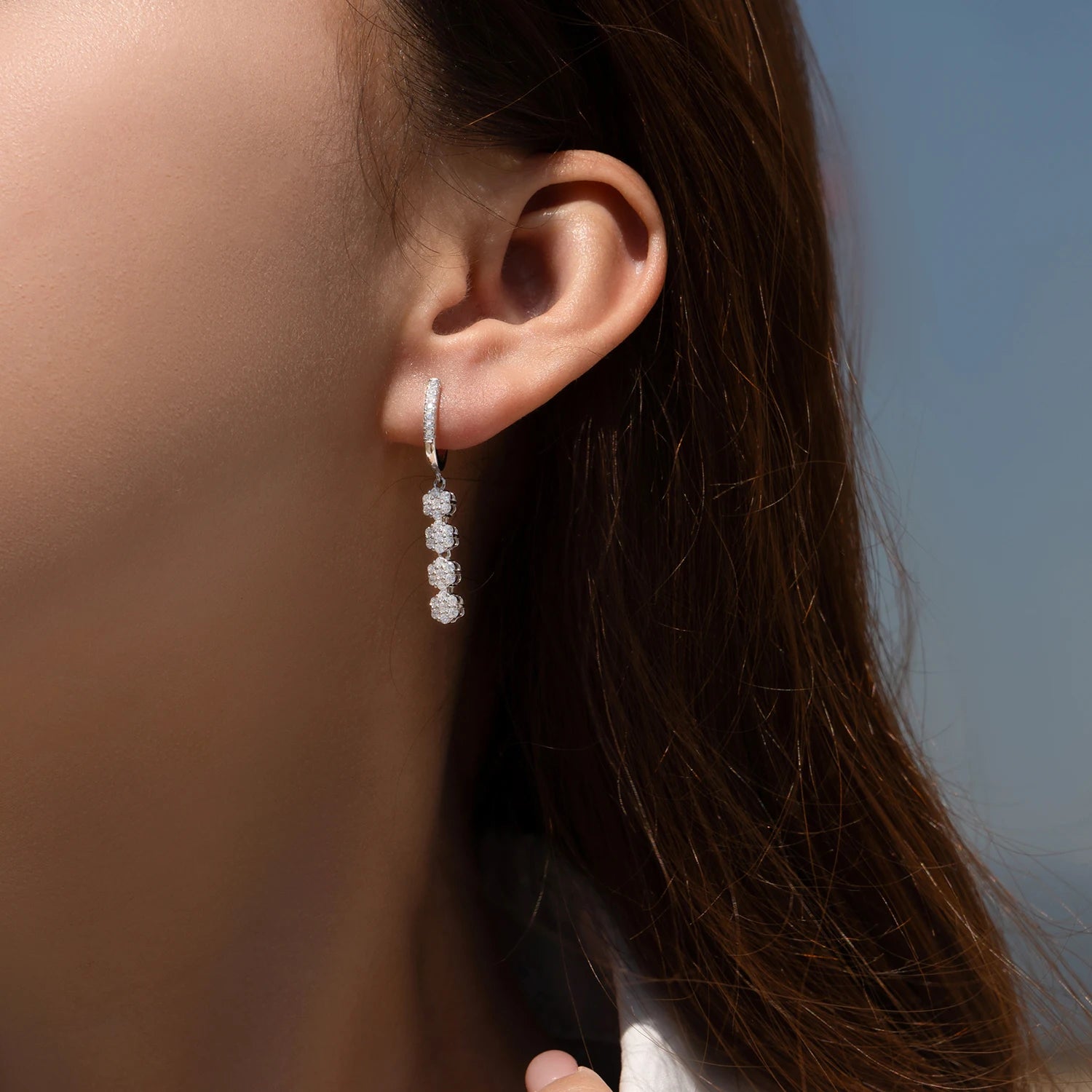 925 sterling silver flower earrings with sterling silver chain necklace