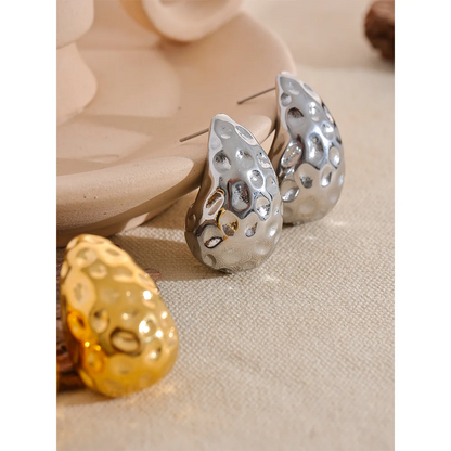 Gold Chunky Water Drop Stud Earrings