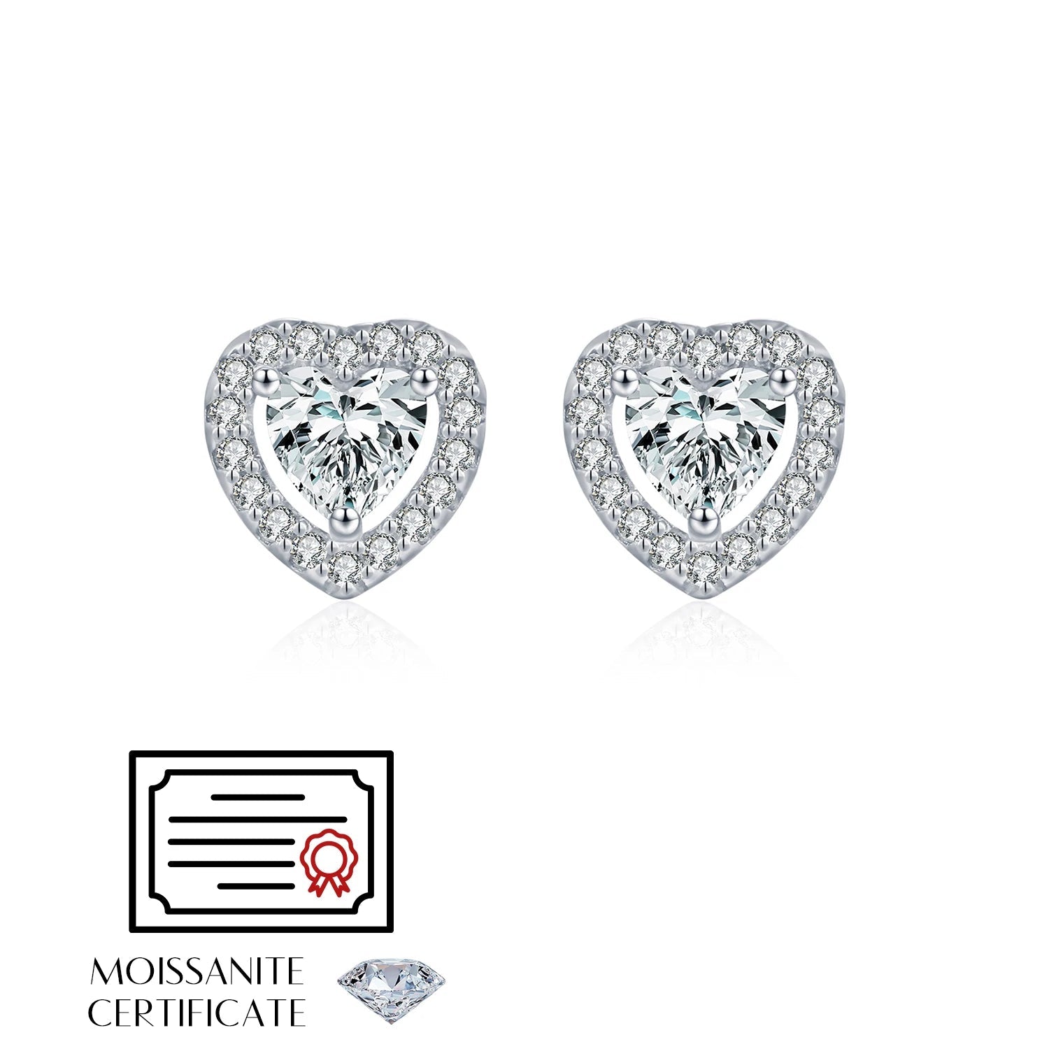 Delicate ear rings offering refined halo moissanite shine