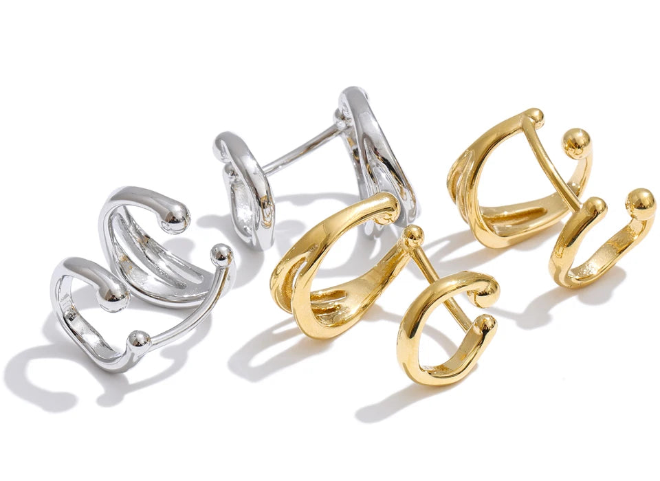 Gold plated stainless steel ear clip accent for everyday wear