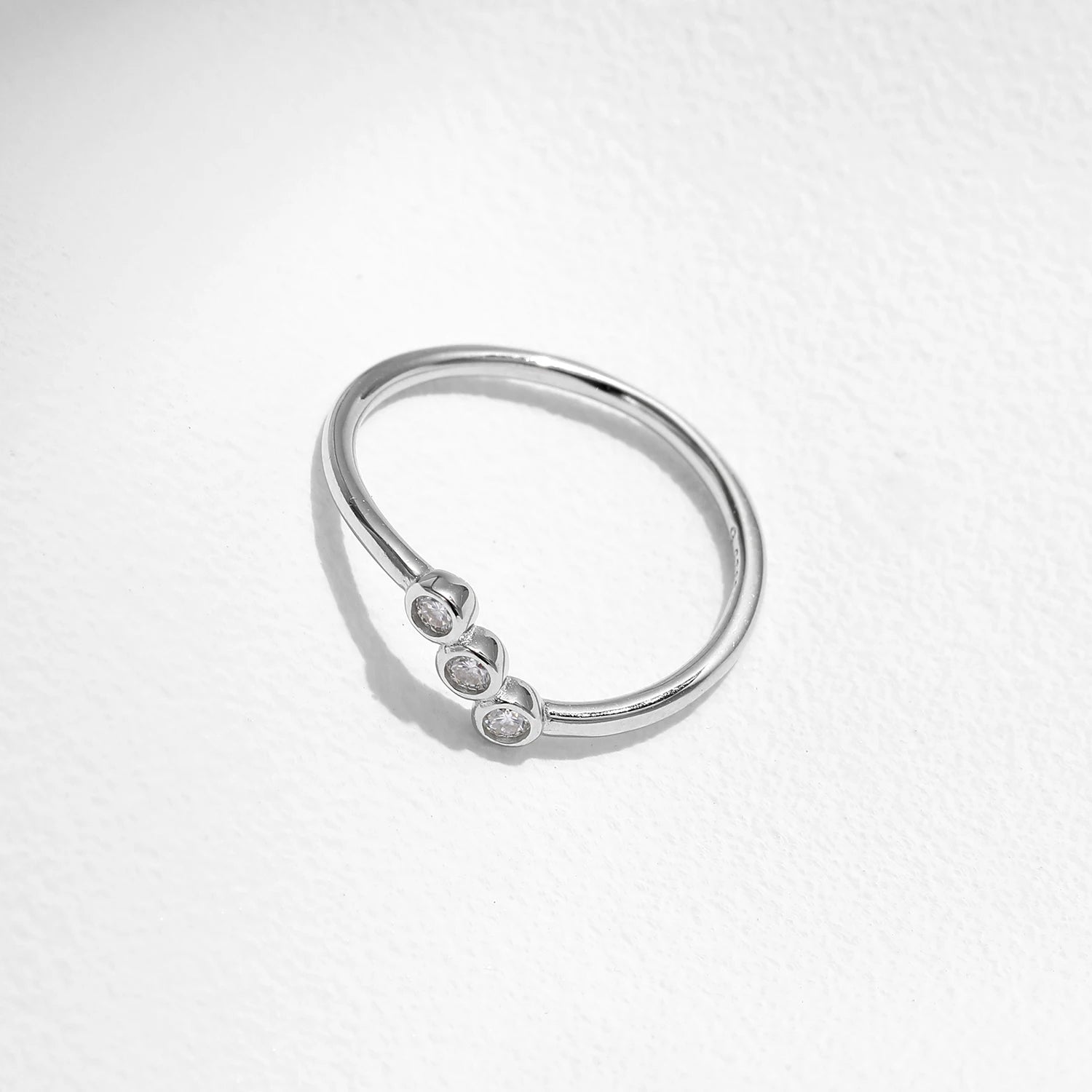 Sterling ring paired with moissanite jewelry rings in silver color