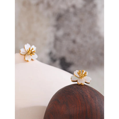 Natural Shell Flower Stud Earrings for Women