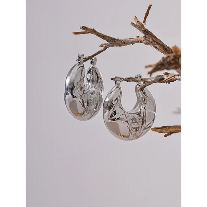 Stainless Steel Chunky Geometric Hoop Earrings