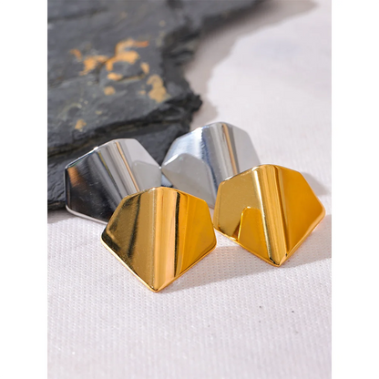 Glossy Stainless Steel Geometric Stud Earrings