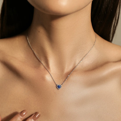 Sterling Silver Blue Opal Heart Necklace